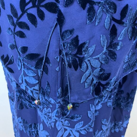 Sara Mique Three-Piece Set Women's Blue Velvet Leaf Patterned Size L - Picture 14 of 16